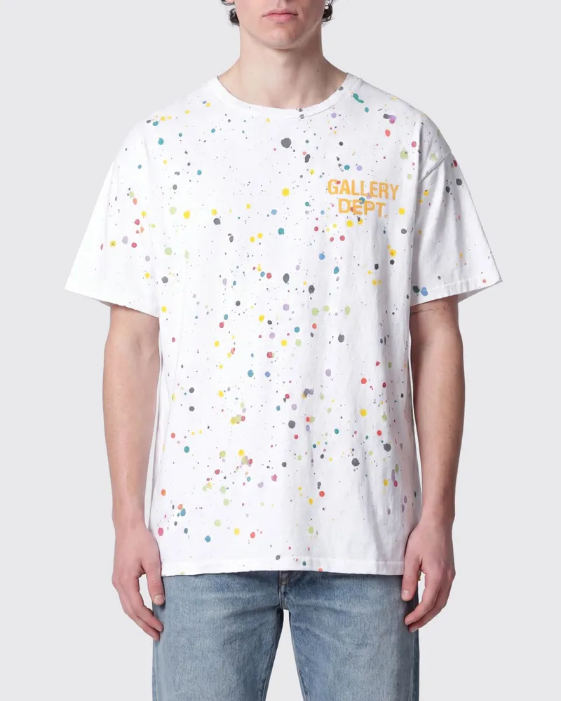 GALLERY DEPT. Baumwoll-T-Shirt mit Rundhalsausschnitt, Logodruck und überschnittenen Schultern Weiß