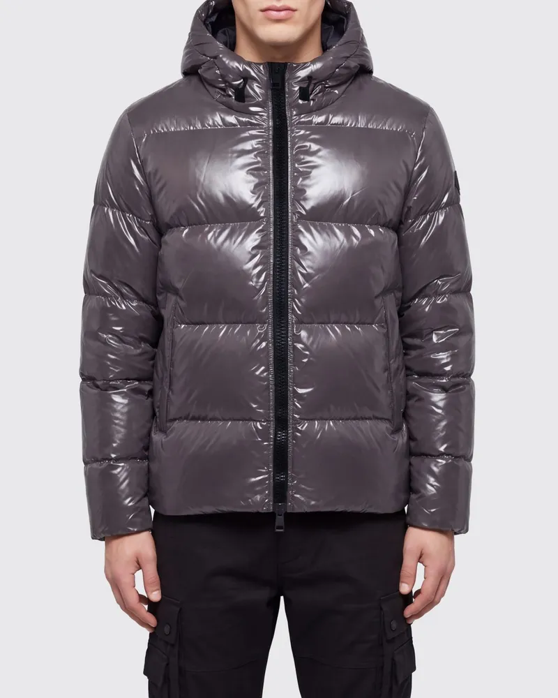 Herno Kurze Stepp-Daunenjacke aus Nylon mit Kapuze und Reißverschluss Braun