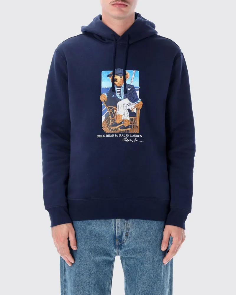 Ralph Lauren Baumwoll-Hoodie mit Polo-Bear-Print Navy