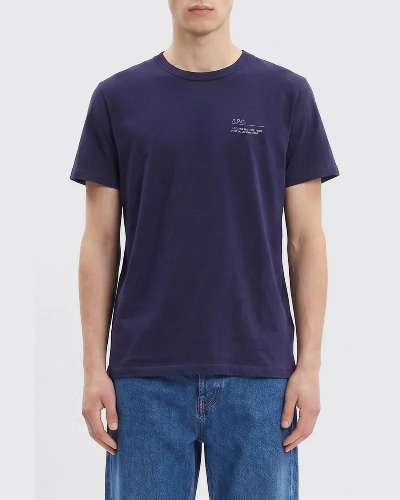 A.P.C. Baumwoll-T-Shirt mit Logo Blau