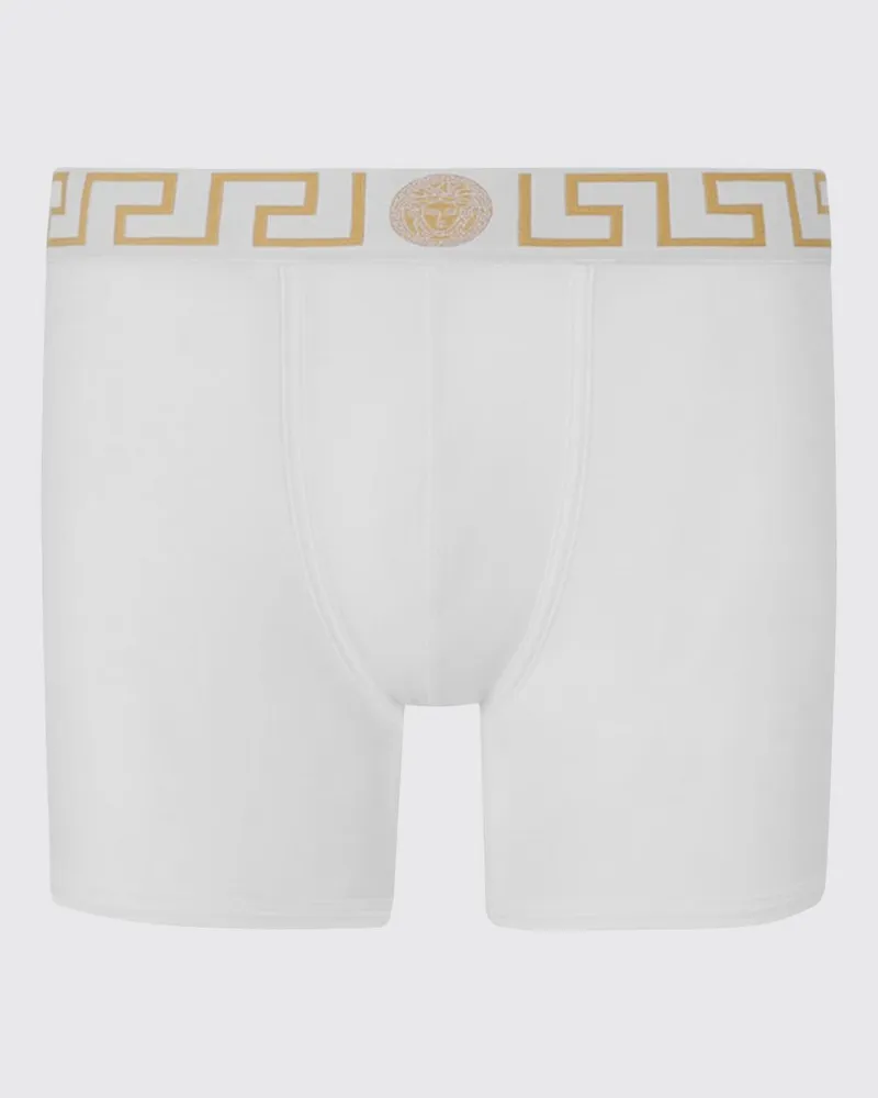 Versace Greca Stretch-Baumwoll-Boxershorts Weiß