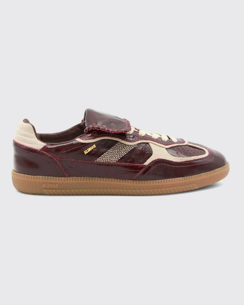 Alohas Zweifarbige TB.490 Sneaker aus Nappaleder und Veloursleder Burgunderrot