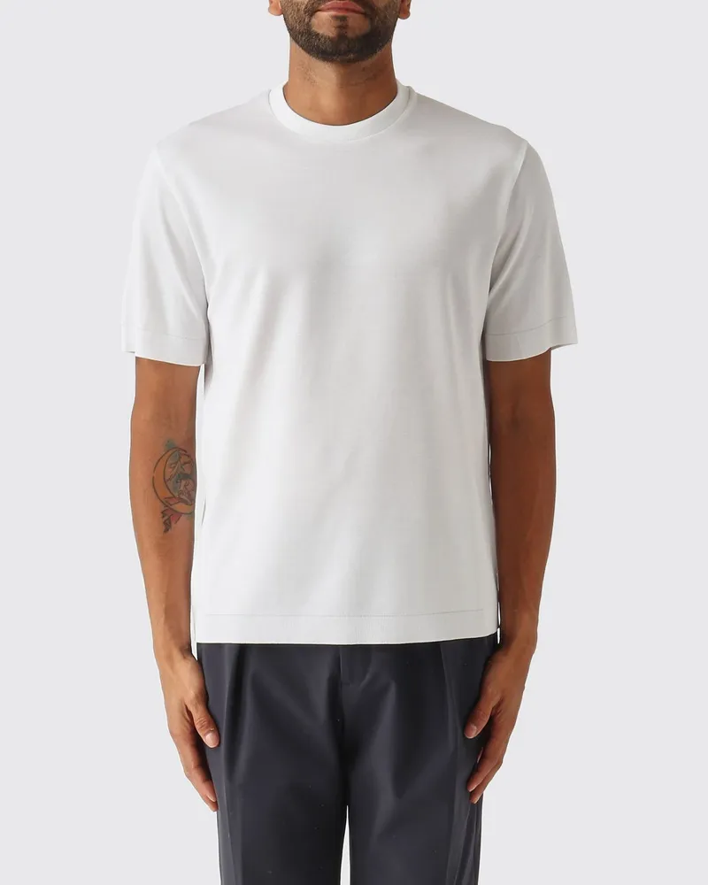 Herno Kurzärmeliges T-Shirt aus Baumwolle mit Rundhalsausschnitt Weiß