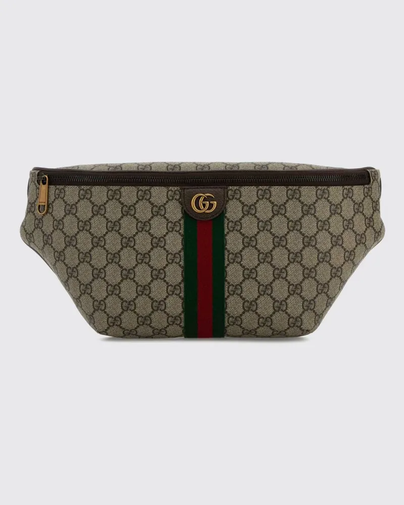 Gucci GG Supreme Gürteltasche mit Monogramm und Webstreifen Beige