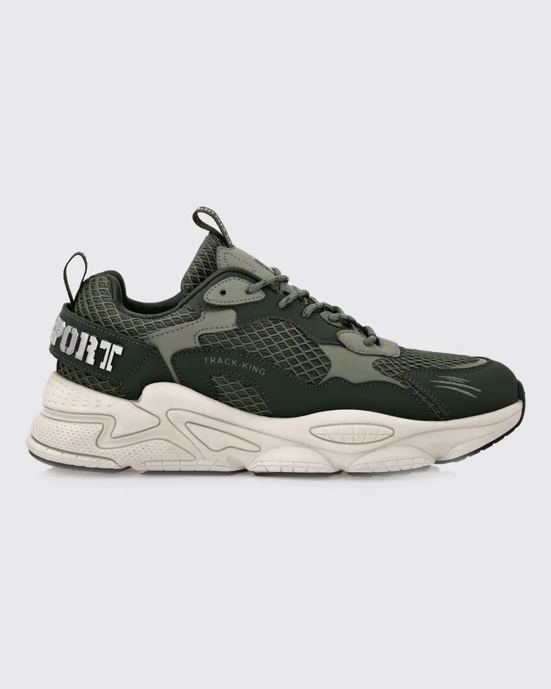 Philipp Plein Track-King Sneakers aus Leder und Mesh Grün
