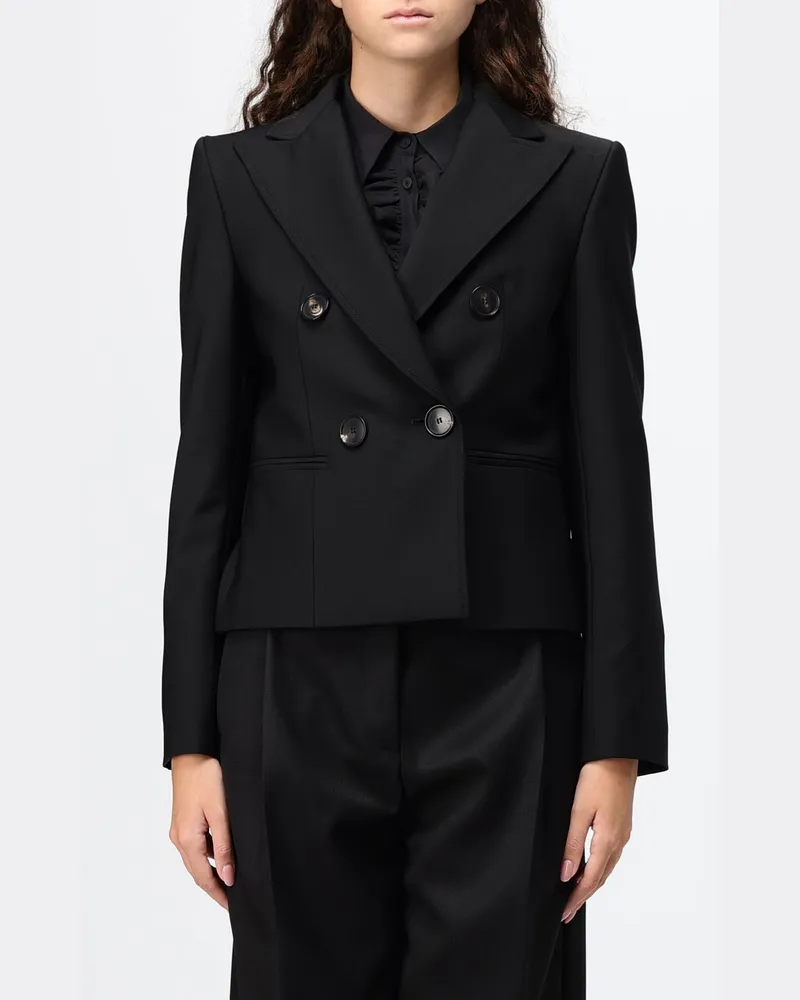 TELA Kurzer Zweireiher-Blazer mit steigendem Revers Schwarz
