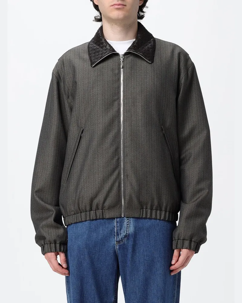 Bottega Veneta Bomberjacke aus Woll-Mohair-Mischung mit Lederkragen Grau