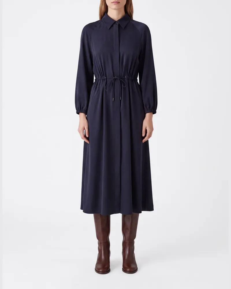 Max Mara Doppelreihiges Pelota Mini-Blazerkleid von mit langen Ärmeln und Revers Blau