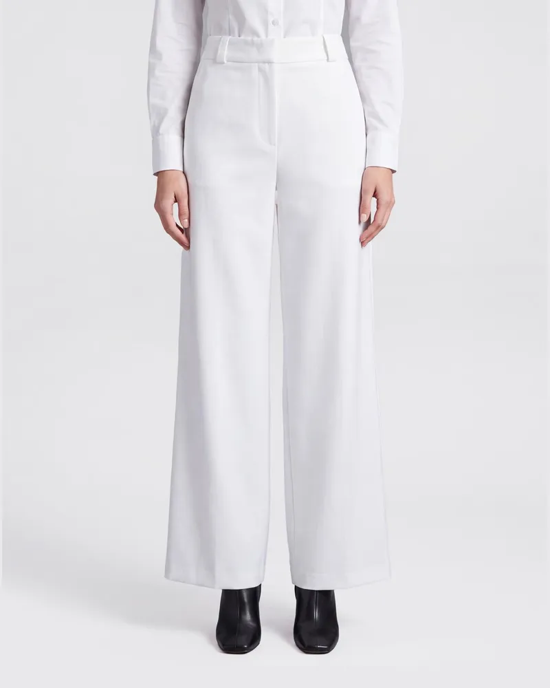 Giorgio Armani Maßgeschneiderte High-Waist-Hose mit weitem Bein aus reiner Seide Weiß