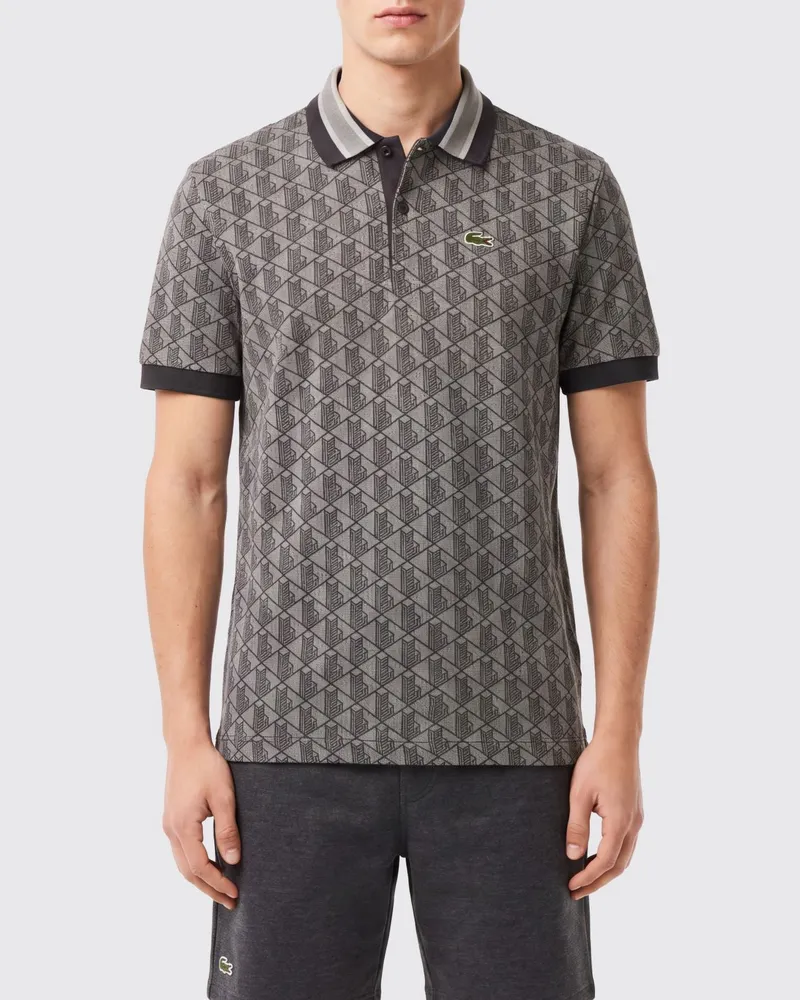 Lacoste Monogramm Jacquard Polohemd Grau