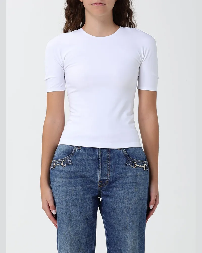 Gucci Schmal geschnittenes Kurzarm-T-Shirt mit Rundhalsausschnitt Weiß
