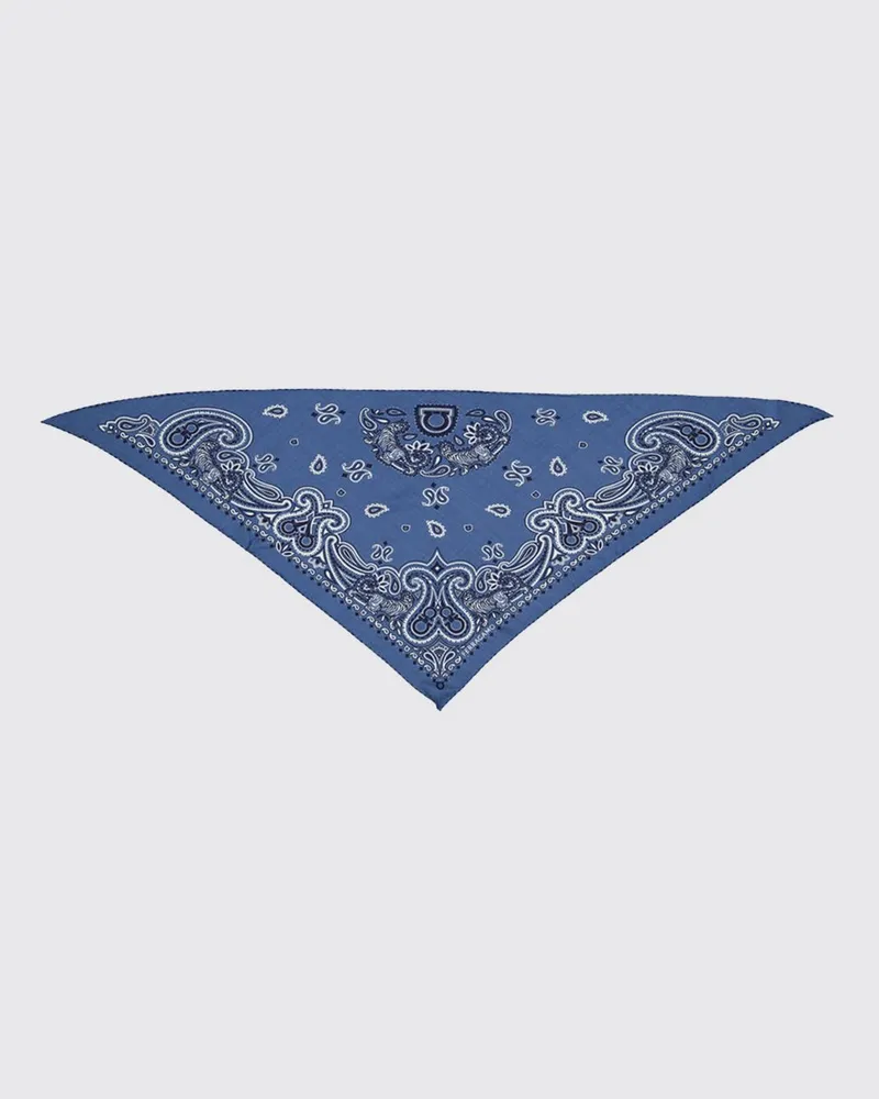 Ferragamo Arabesque Dreieckstuch aus Kaschmir und Wolle mit Logo Blau
