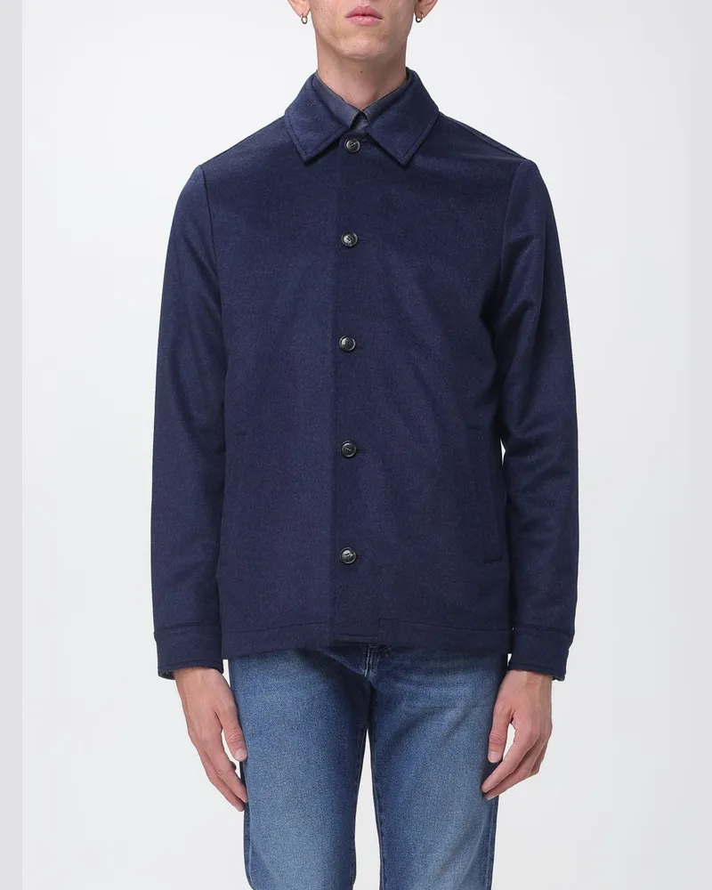 Luciano Barbera Wende-Hemdjacke aus Wolle und Kaschmir Blau