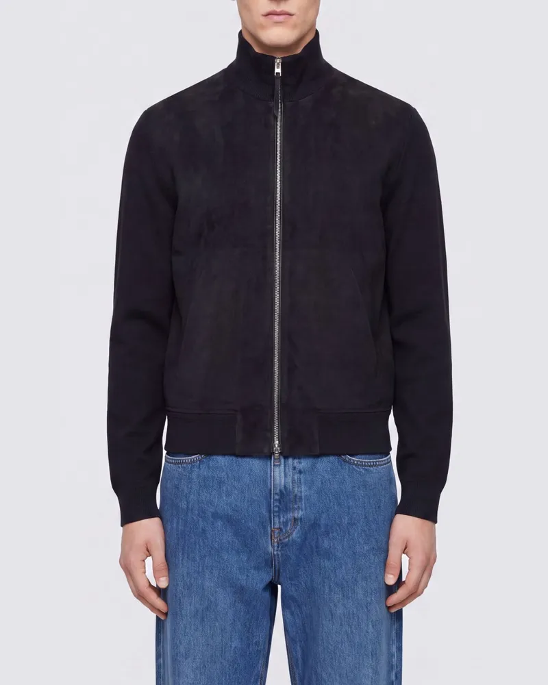 Tom Ford Wildleder-Cardigan mit Stehkragen und Reißverschluss Blau