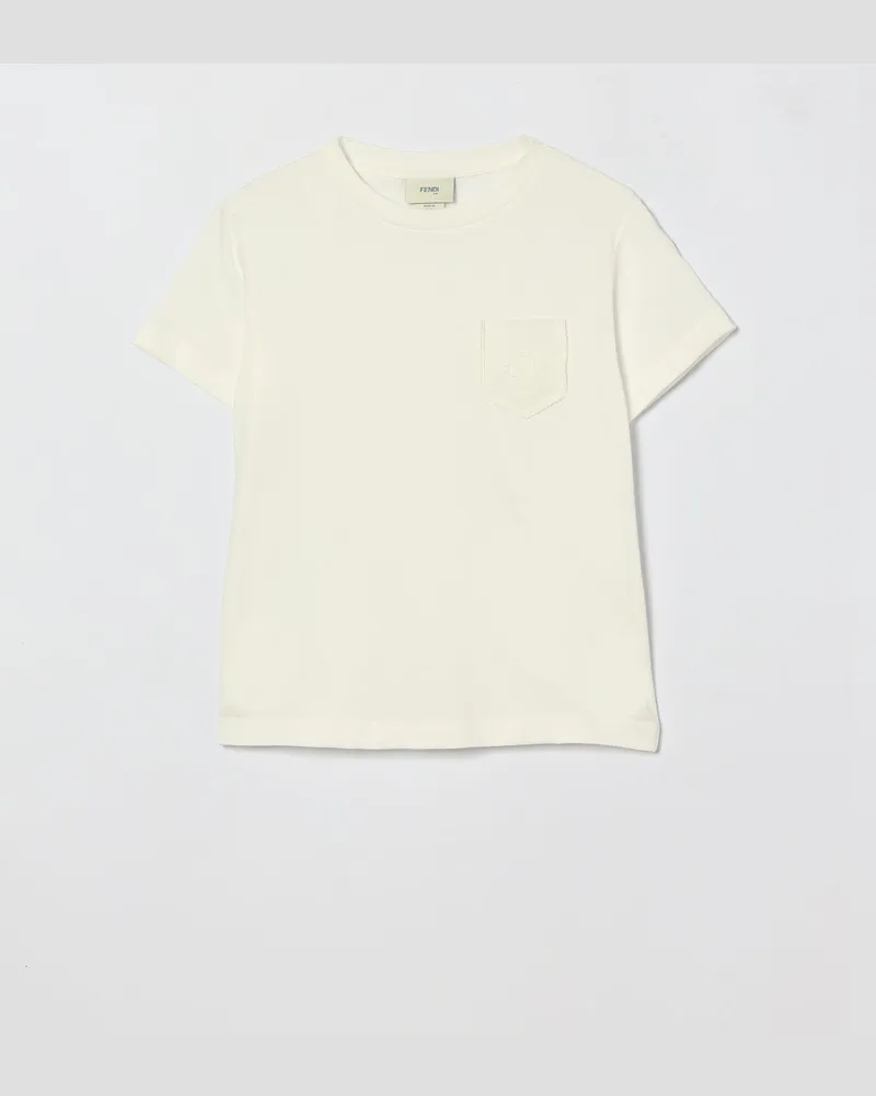 Fendi Baumwoll-T-Shirt für Jungen mit Ton-in-Ton gesticktem Logo Weiß