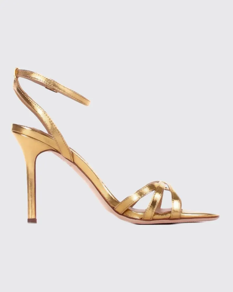 Ralph Lauren Kendyl Sandalen aus laminiertem Leder mit hohem Stiletto-Absatz Gold