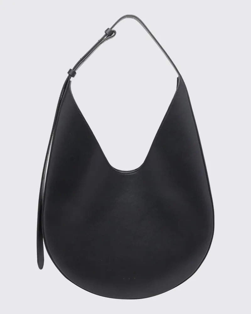 Aesther Ekme Hobo-Tasche aus glattem Kalbsleder mit verstellbarem Henkel Schwarz