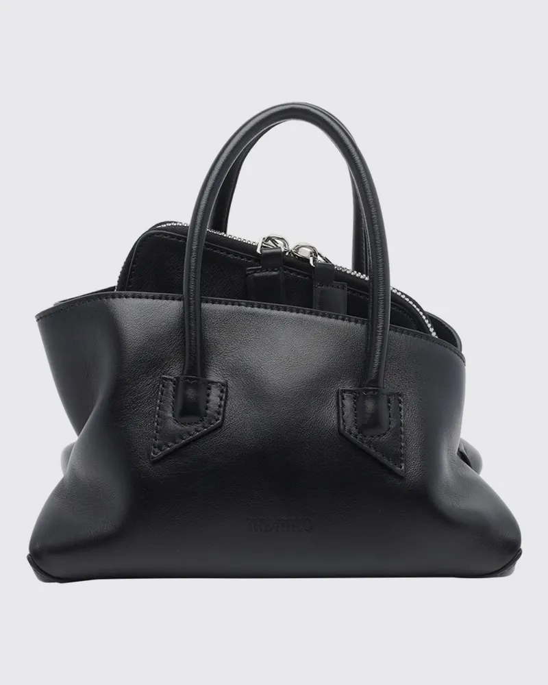ATTICO Asymmetrische Mini-Handtasche La Passeggiata aus glattem Kalbsleder Schwarz