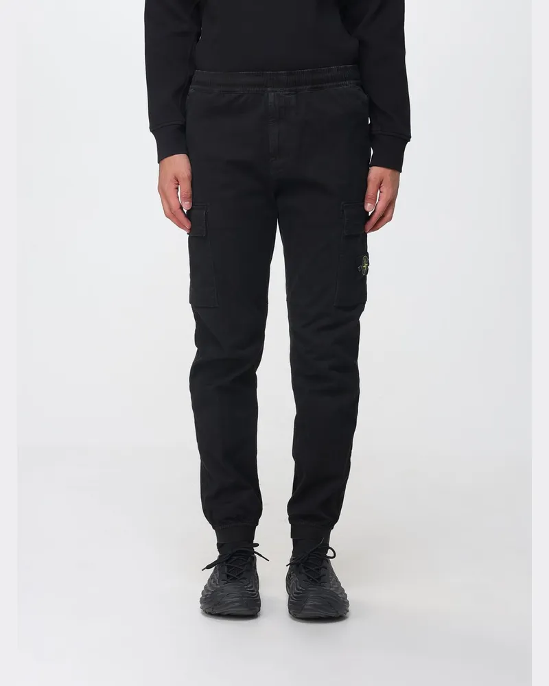 Stone Island Slim Fit Cargo-Hose aus technischem Stretch-Stoff mit Compass-Logo Schwarz