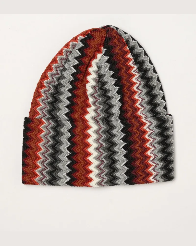 Missoni Beanie-Mütze aus Wollmischung mit mehrfarbigem Zickzackmuster Fa01