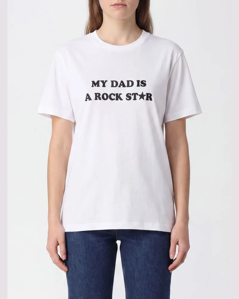 Stella McCartney Baumwoll-T-Shirt mit Slogan-Print und Kontrastlogo Weiß