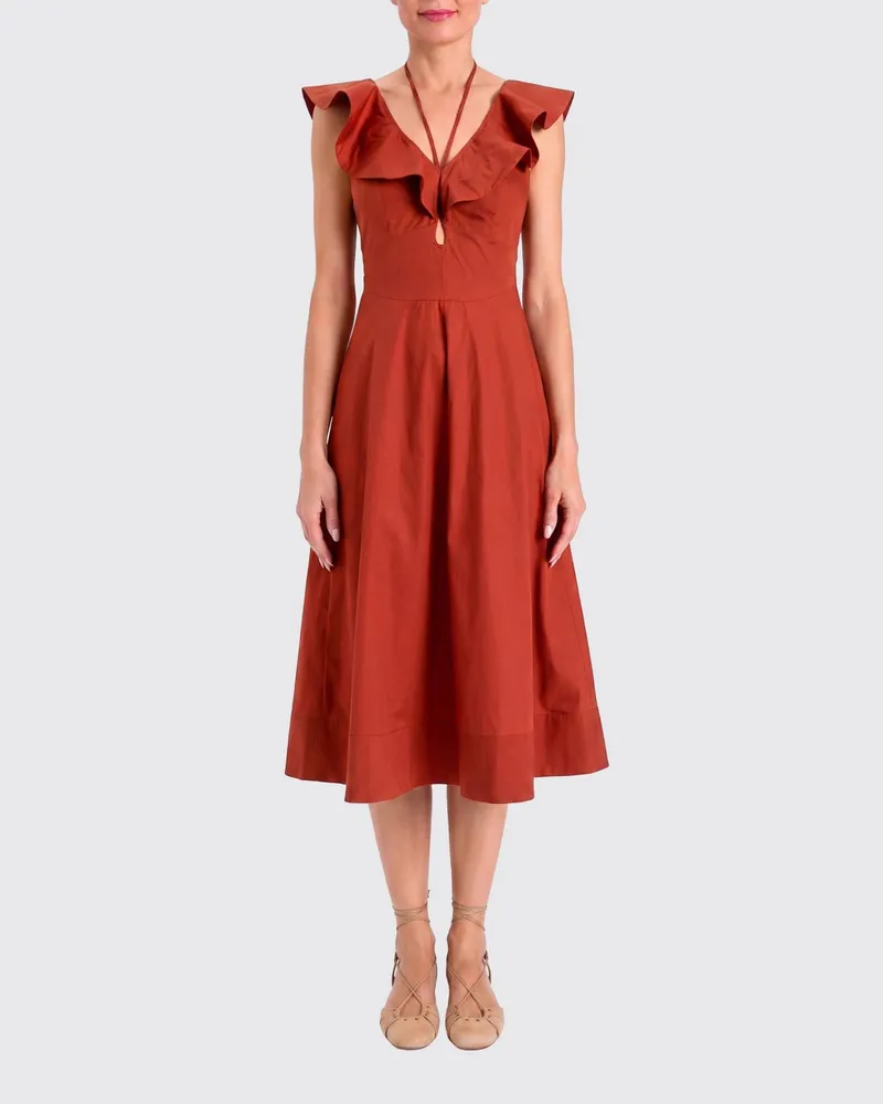 Twin-Set Midi-Kleid aus Stretch-Baumwolle Braun