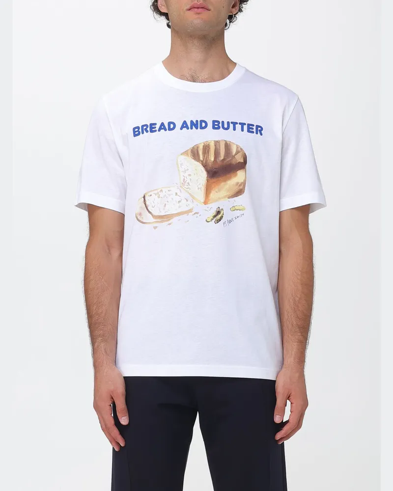 Paul Smith T-Shirt aus Bio-Baumwolle mit Grafikprint und Kontrastlogo Weiß