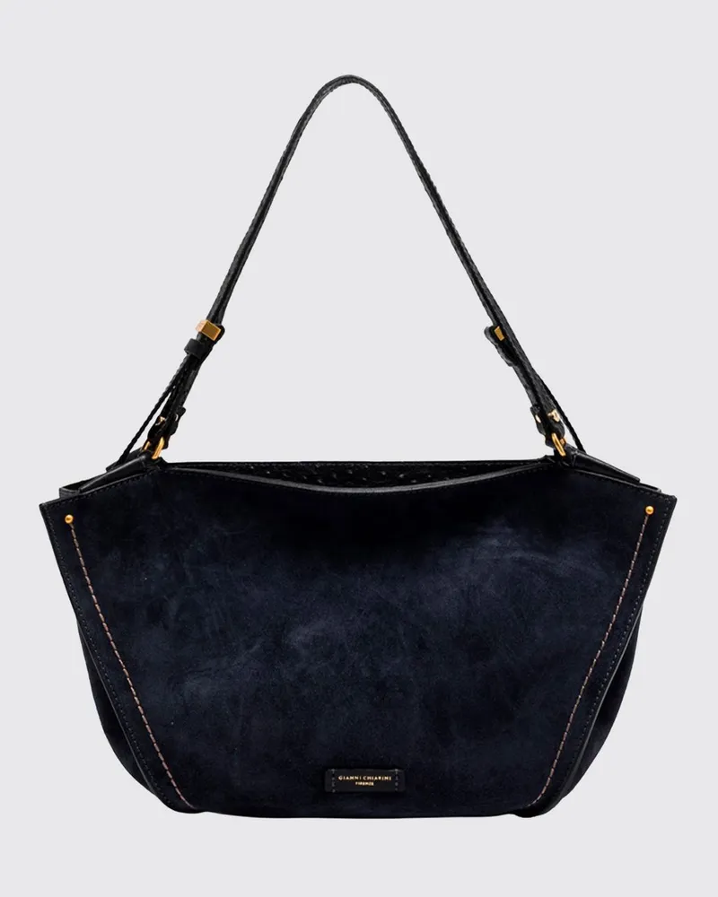 Gianni Chiarini Bloom Schultertasche aus Veloursleder mit verstellbarem Henkel Tinte