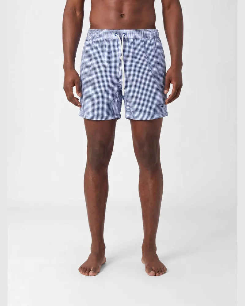 Barbour Karierte Polyester-Badeshorts Blau