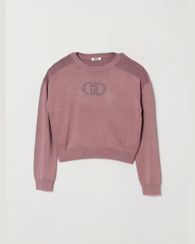 Liu Jo Viskose-Pullover mit Rundhalsausschnitt von für Mädchen mit Stickerei und Strass-Logo Glyzinien