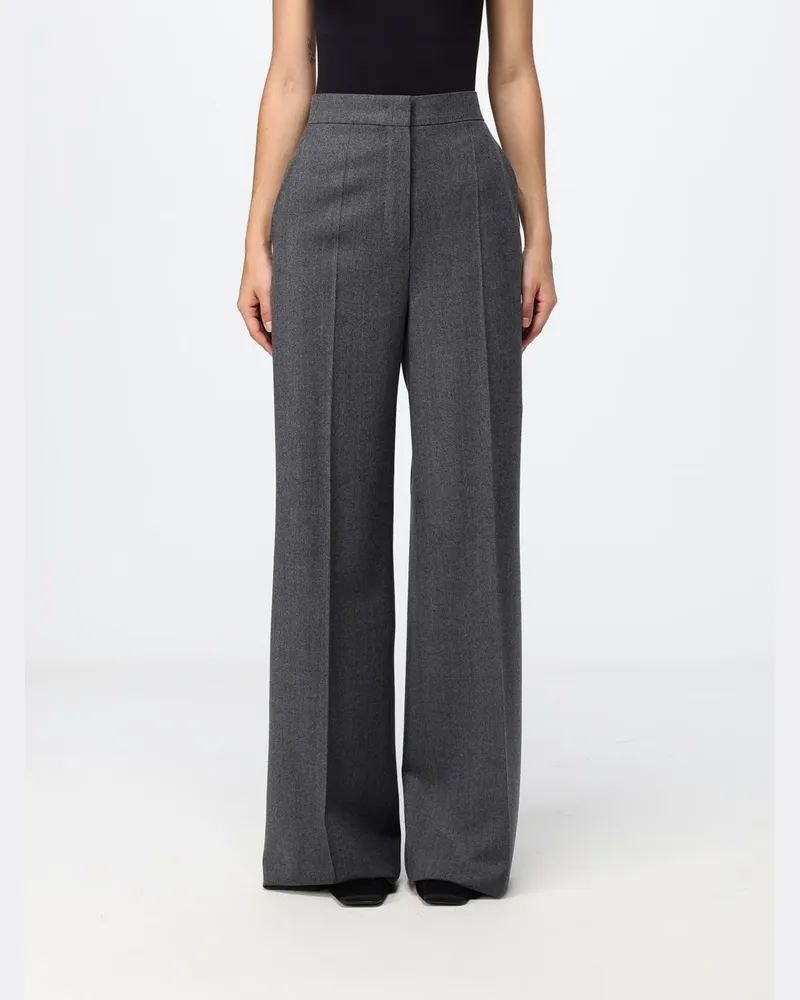 Max Mara Ausgestellte Crêpe-Hose mit hoher Taille und schrägen Taschen Grau