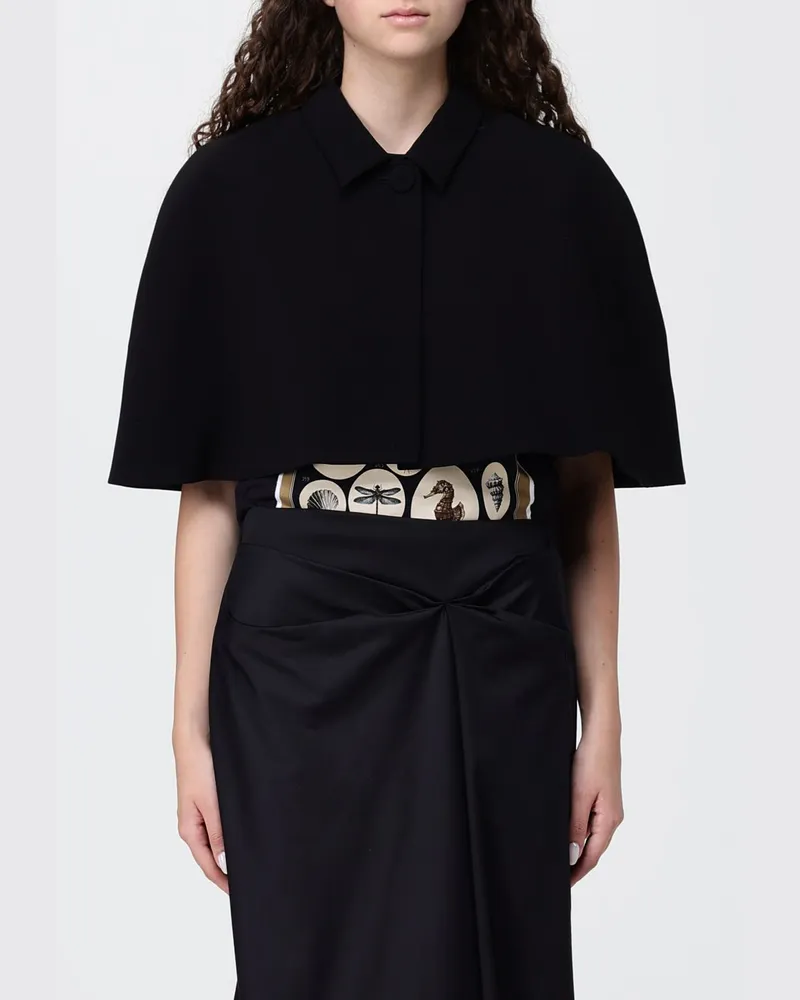 Max Mara Kurzes einreihiges Cape aus Cady Schwarz