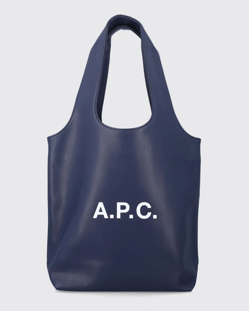 A.P.C. Kleine Ninon Tote-Bag aus recycelten Materialien mit gedrucktem Logo Blau