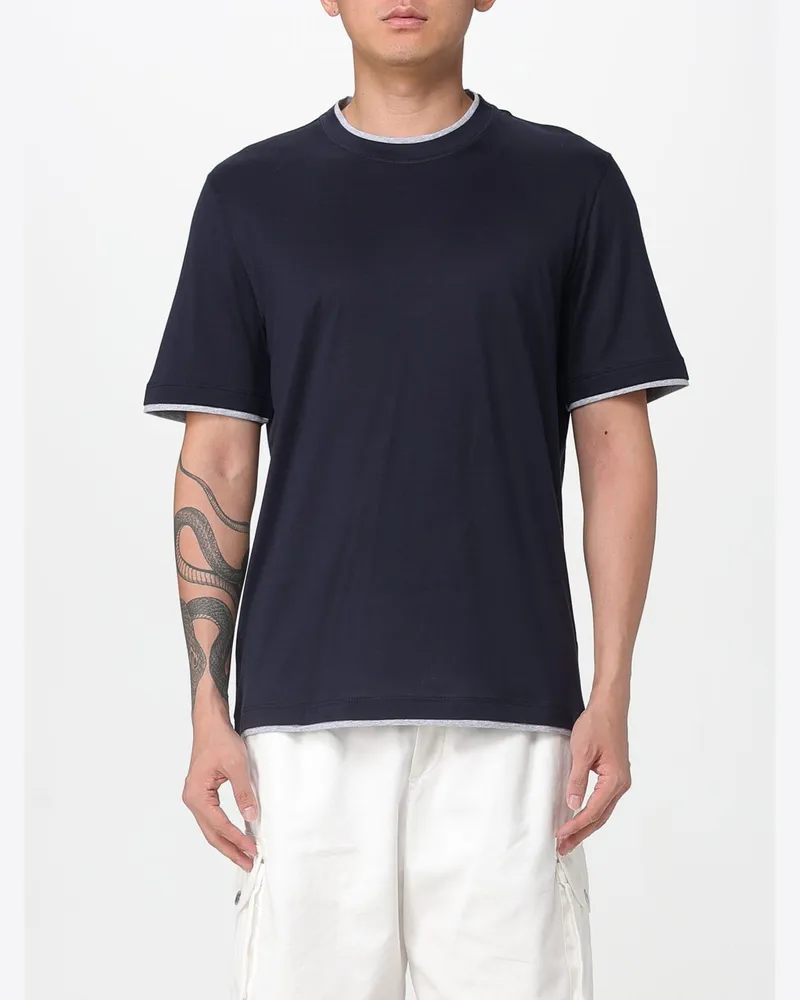 Brunello Cucinelli T-shirt herren Blau