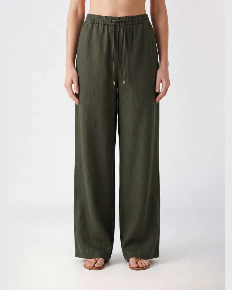 Max Mara Leinen-Palazzo-Hose Grün