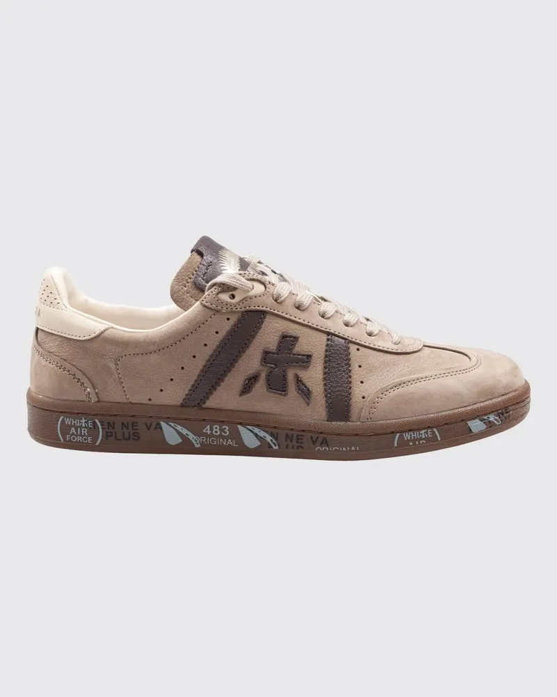 Premiata Bonnie Sneaker aus Leder und Wildleder mit seitlichem Maxi-Logo Beige