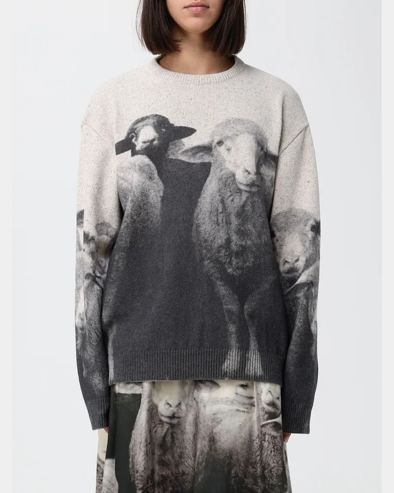 Moschino Relaxed-Fit-Pullover mit Grafikprint aus Woll- und Seidenmischung Bunt