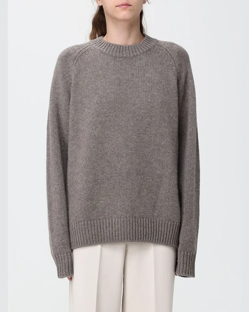 Lisa Yang Pullover mit Rundhalsausschnitt aus reinem Kaschmir mit Rippbündchen Beige