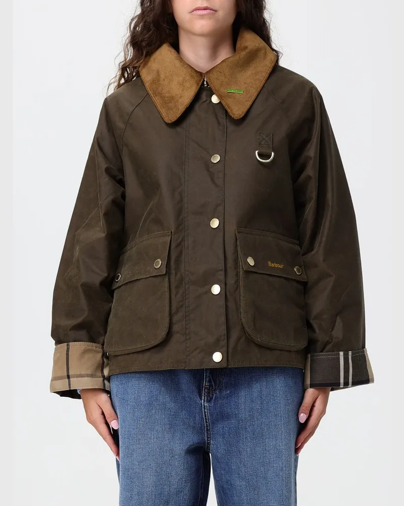 Barbour Willowmere Wachsjacke aus Baumwolle mit Cordkragen Grün