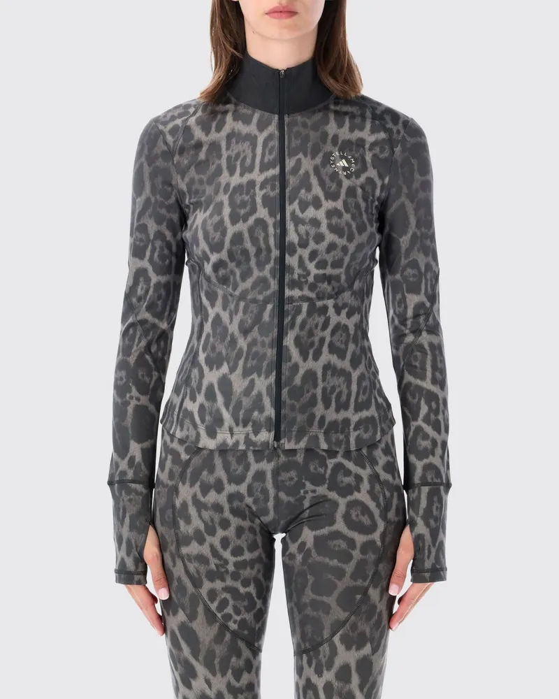 adidas Sport-Sweatshirt mit Reißverschluss und Animal-Print Grau