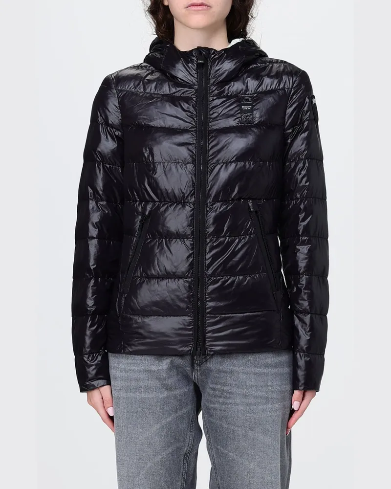 Blauer Nylon-Daunenjacke Schwarz