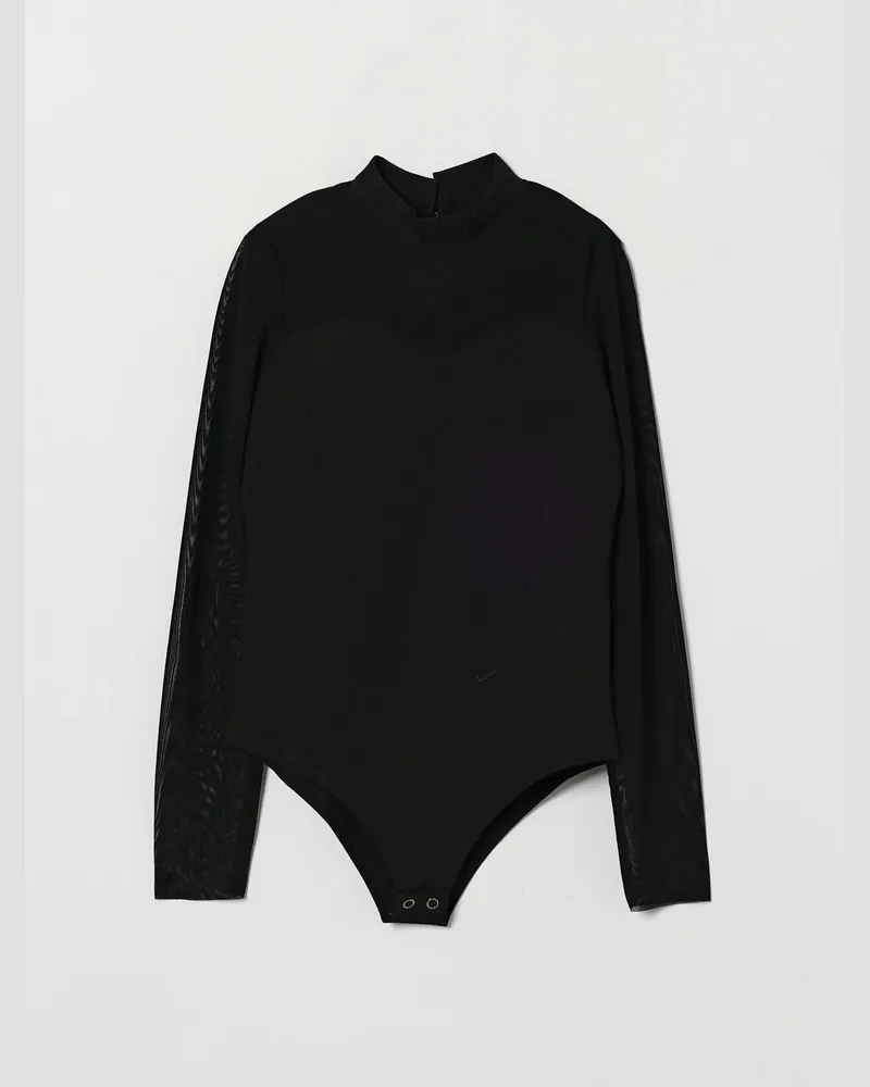 Liu Jo Slim Fit Langarm-Top mit Stehkragen für Mädchen aus Viskosemischung Schwarz