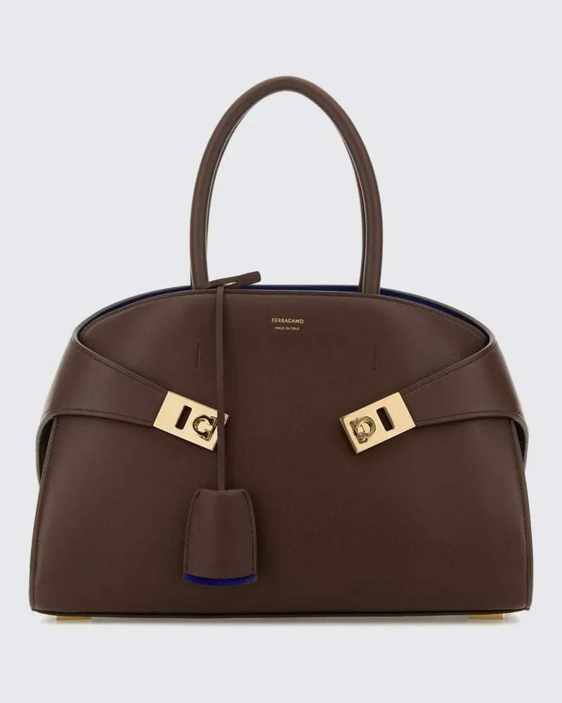Ferragamo Hug Handtasche aus Kalbsleder mit doppeltem Henkel Weiß