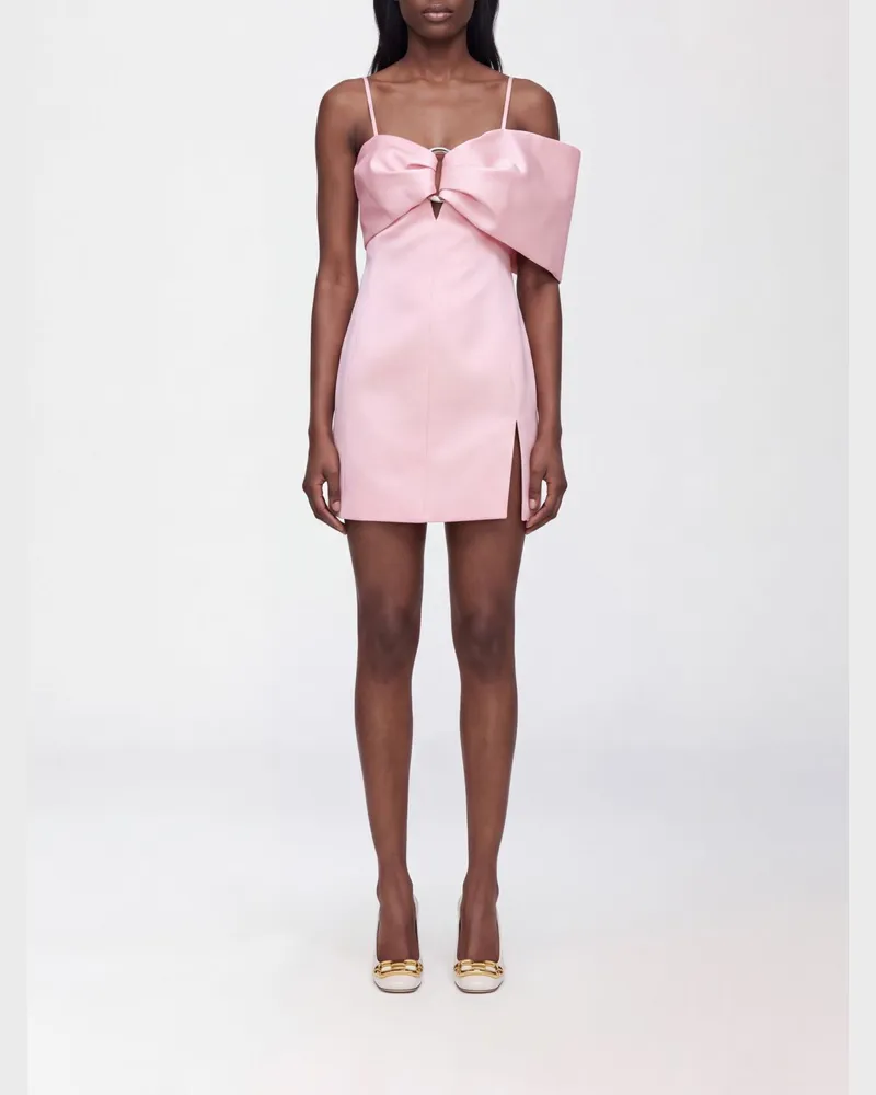 Marc Jacobs Einschultriges Satin-Etuikleid mit Schleife und vorderem Schlitz Pink