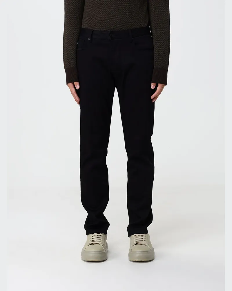 Emporio Armani Five-Pocket-Skinny-Jeans aus Denim mit Adler-Logo hinten Schwarz