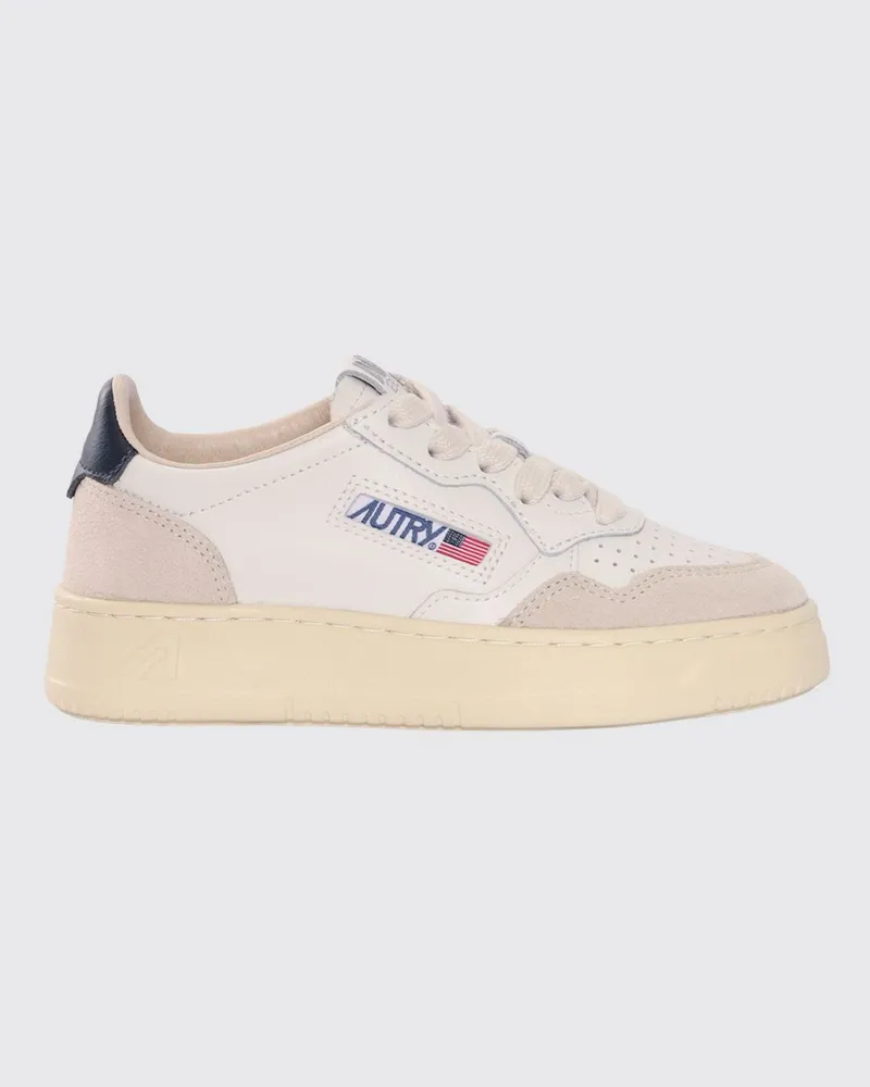AUTRY Medalist Low-Sneaker für Kinder aus zweifarbigem Leder und Veloursleder Weiß
