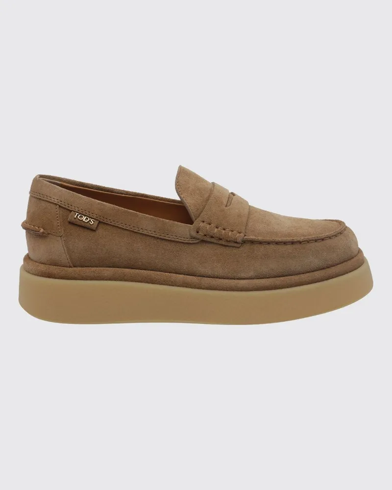 TOD'S Plateau-Penny-Loafer aus Veloursleder mit Gummisohle Braun