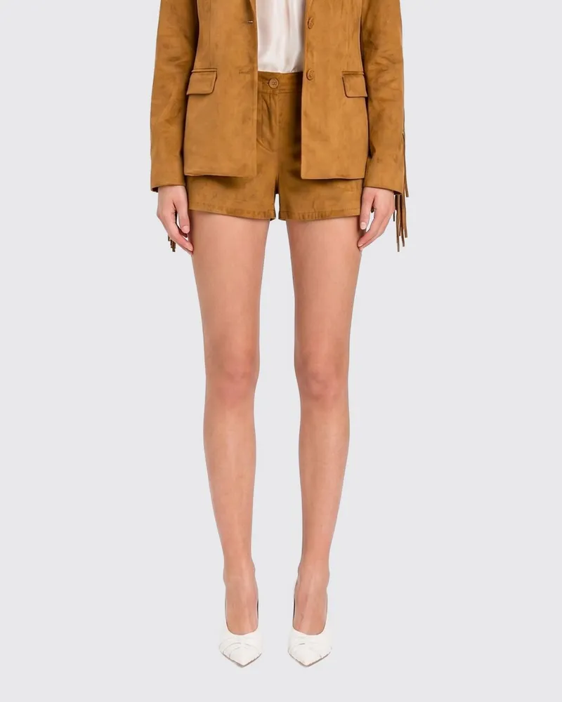 Twin-Set Chino-Shorts mit mittlerem Bund und geradem Bein aus Wildlederimitat Braun