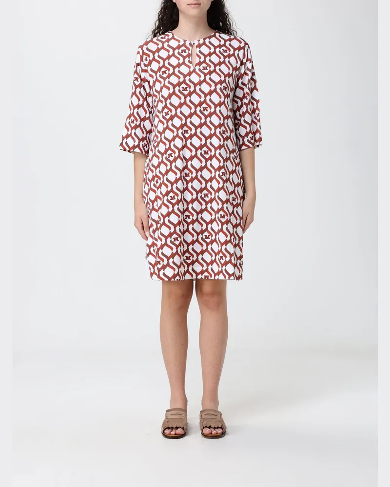Max Mara Mini-Kleid aus Seide mit grafischem Print Rostbraun