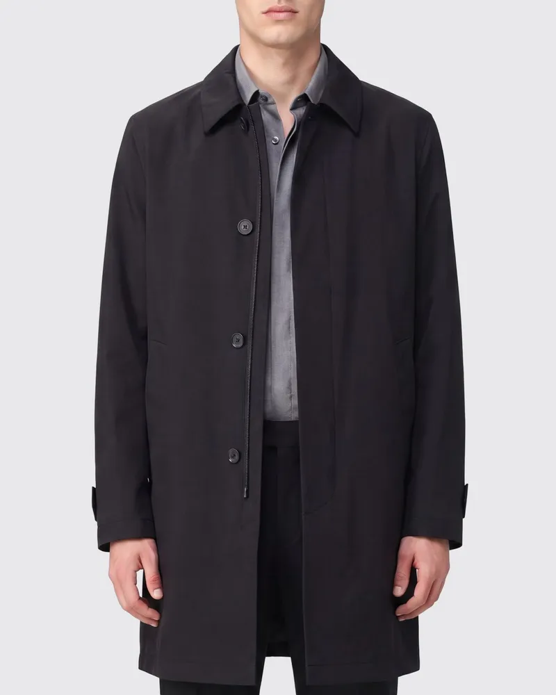 Herno Kurzer Trenchcoat aus technischem Gewebe mit klassischem Kragen und Rückenschlitz Blau